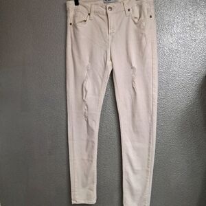 NWOT Just Black White Distressed Ankle Skinny Jean Size 29